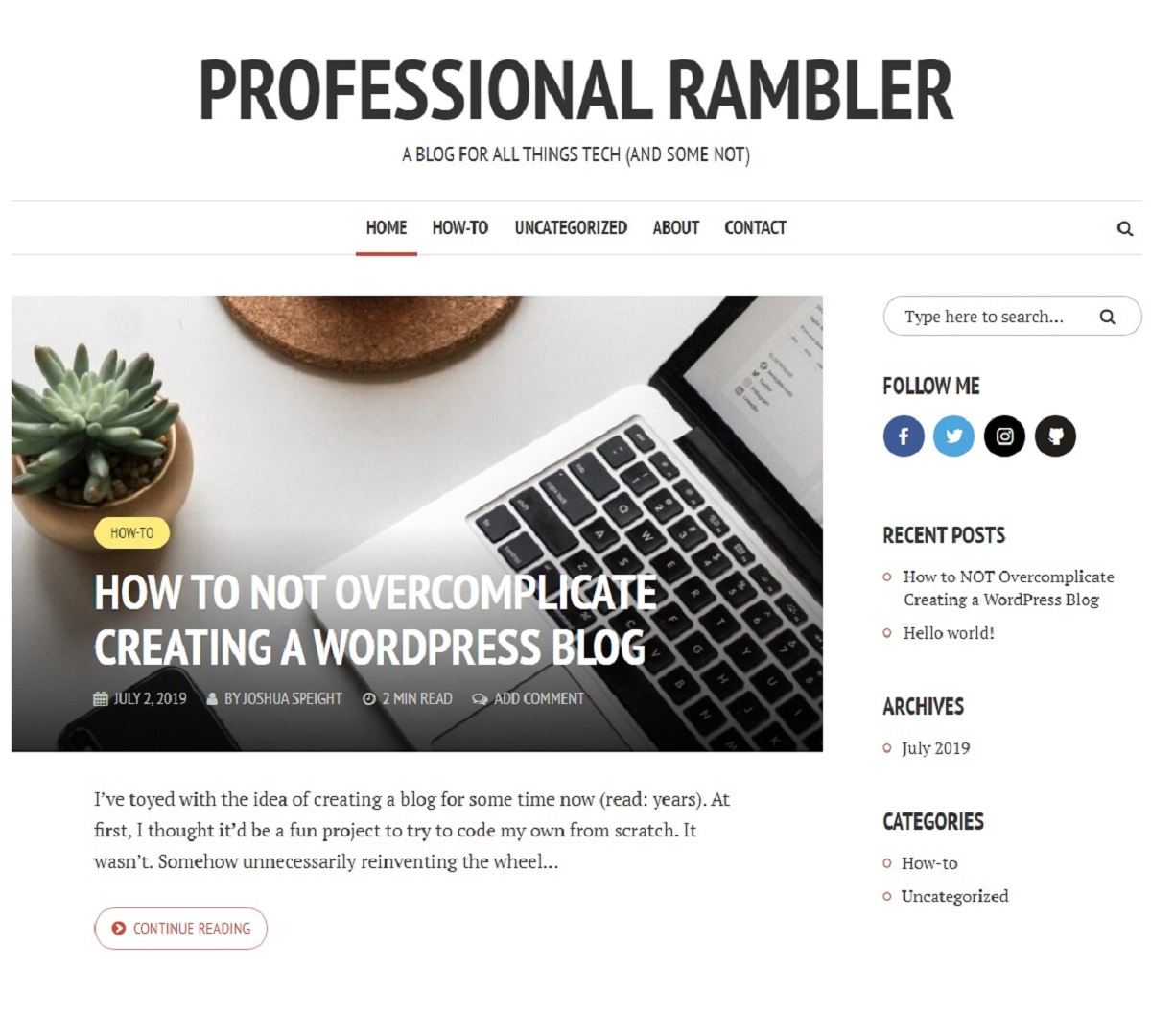 Screenshot of professionalrambler.com